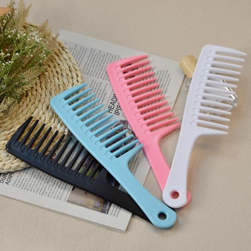 Professional Handgrip Comb for Curly Hair with 4PCS Wide Tooth, Large Detangling Design