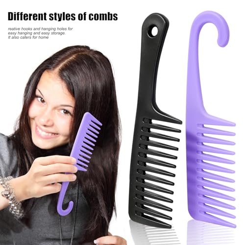 Detangling Wide Tooth Comb Set - 4 Pieces for Curly, Wet, or Dry Hair in All Types