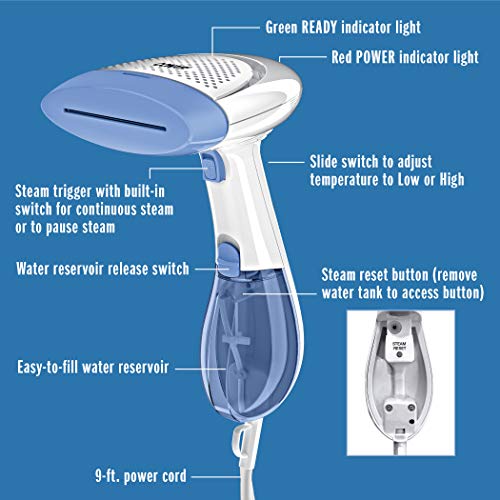 CONAIR ExtremeSteam 1200W Portable Handheld Garment Steamer (White/Blue)