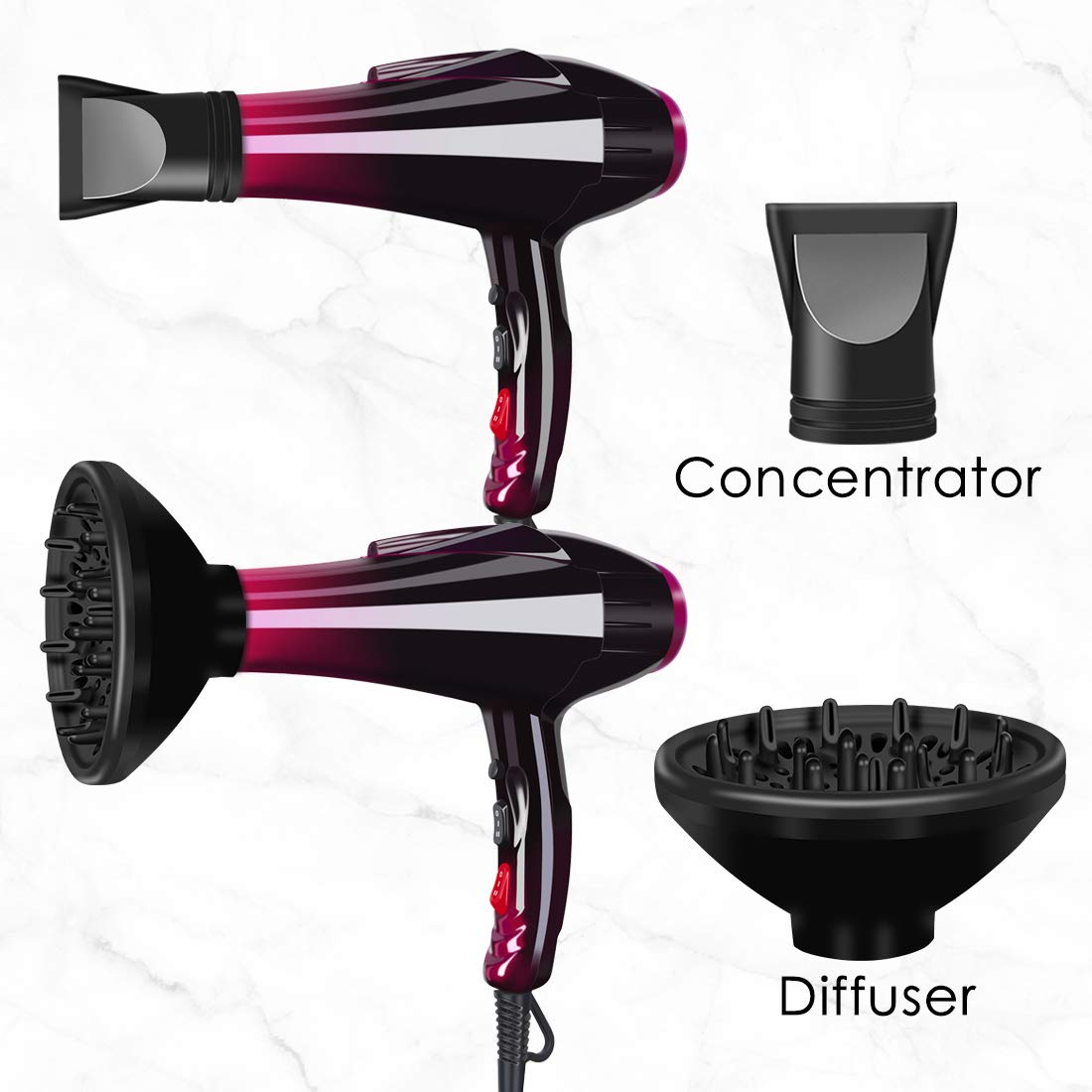 High Power Ceramic Hair Dryer with Ionic Technology