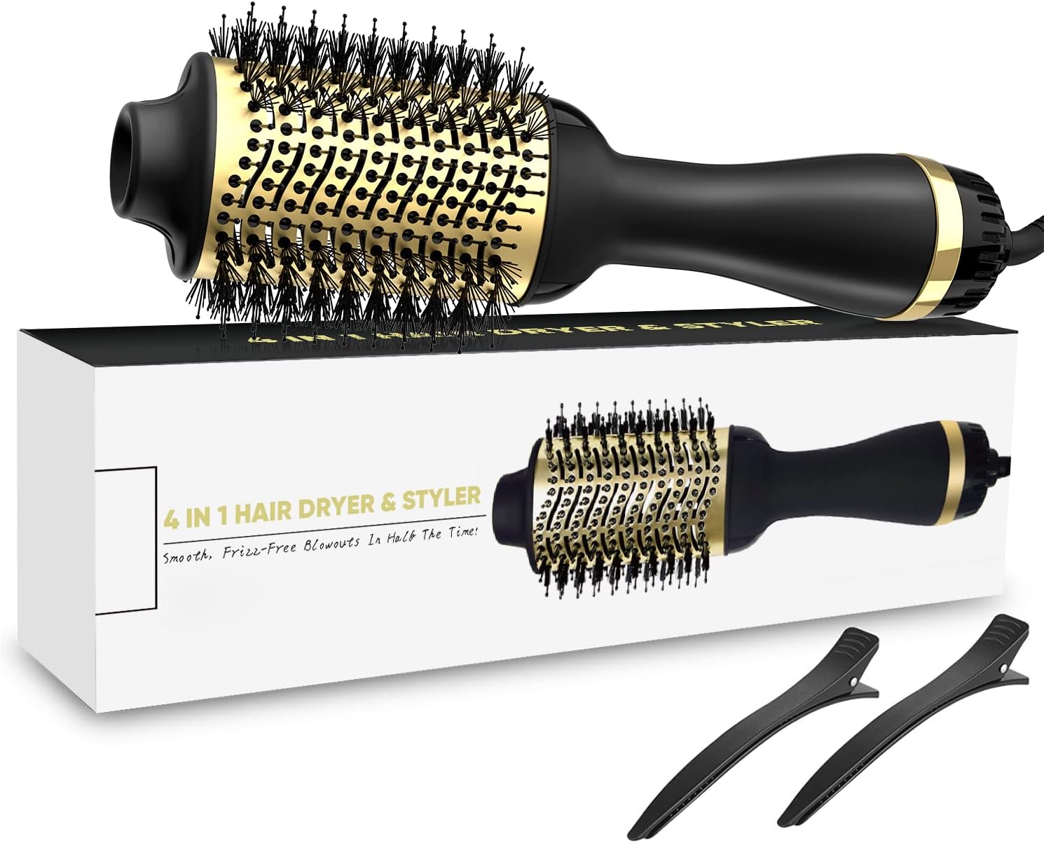 Hair Dryer Brush Blow Dryer Brush in One, One-Step Hair Dryer and Volumizer, Negative Ion Ceramic Brush Blow Dryer Styler, Hair Brush Dryer for 120 Volt USA outlets only (Gold)