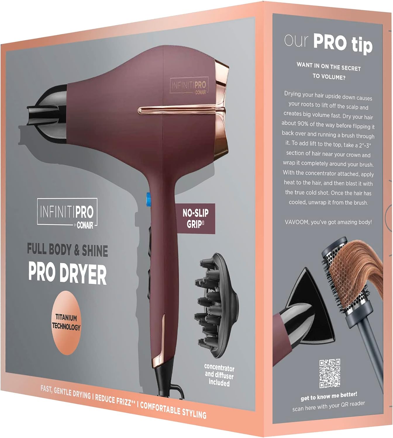 Conair Pro Infiniti Hair Dryer with Ceramic & Diffuser Set (Plum, Amazon Exclusive)