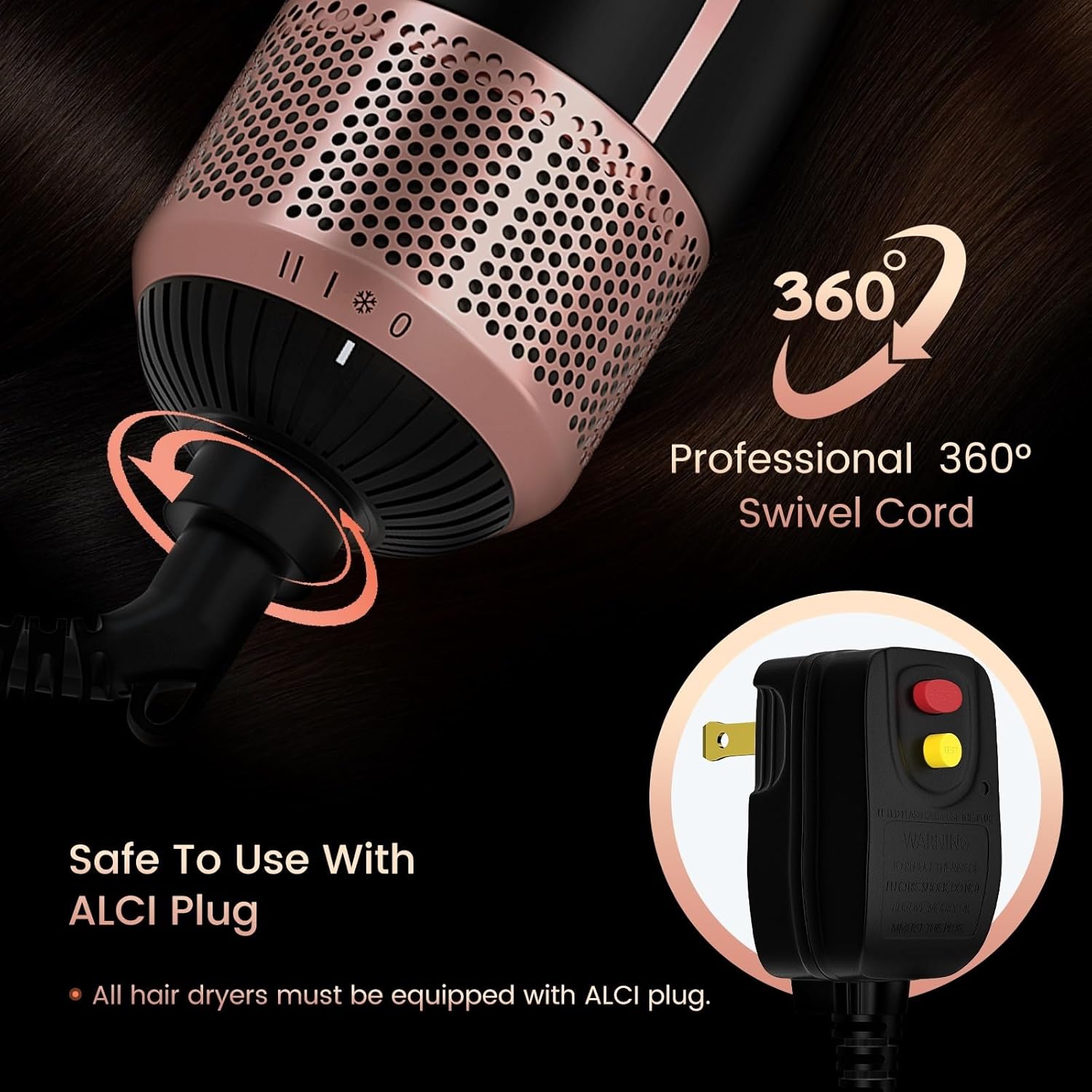 Dual Voltage Hair Dryer Brush, PRITECH Hot Air Brush, Ionic 1000W Blow Dryer Brush 4 in 1 Styler, One Step Volumizer with Ceramic Coating for Straight and Curling Hair Salon