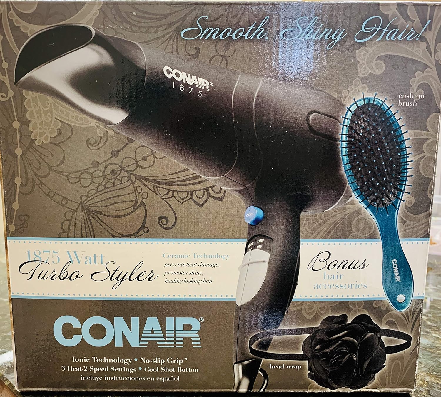 CONAIR 1875W Turbo Styler Hair Dryer - Black/Chrome